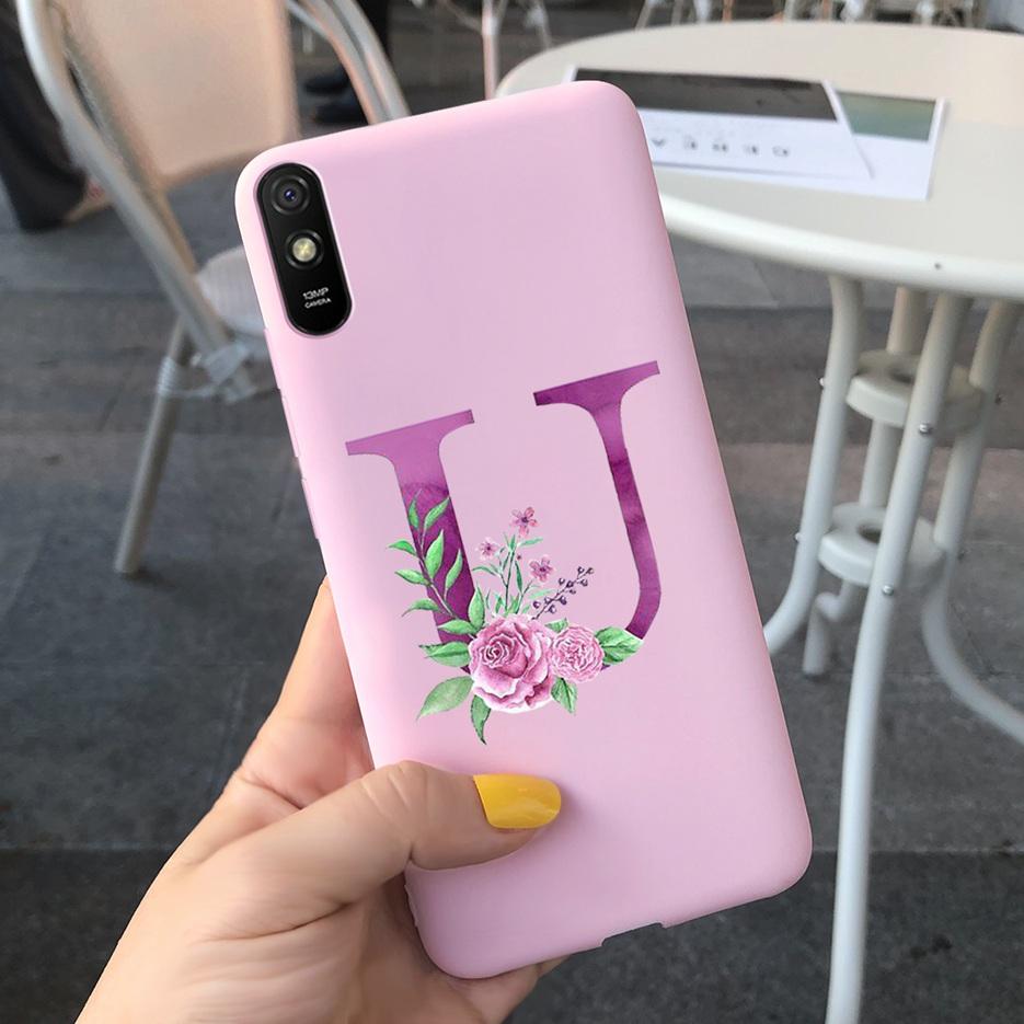 For Xiaomi Redmi 9A Case Silicone Soft TPU Back Phone Protector Shell For Xioami Redmi 9AT 9 A Redmi9A T Cute Letters Cover Bags