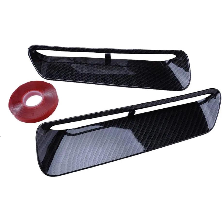 Hood Scoop Air Vent Outlet Insert Cover Trim Compatible with Dodge Challenger 2015 2016 2017 2018-2022 Black Carbon Fiber Style Plastic