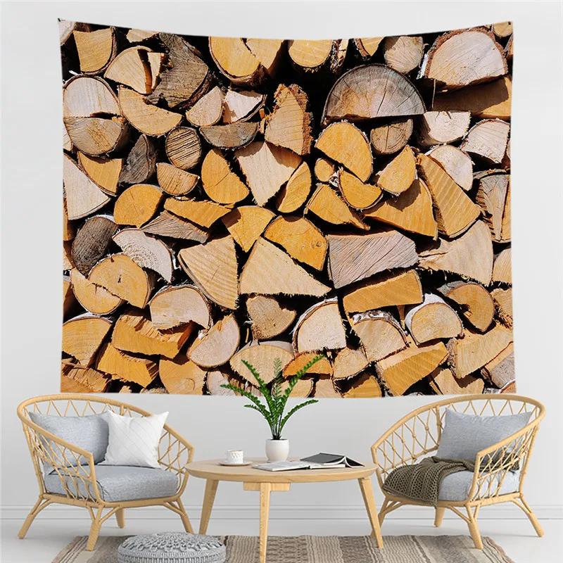 Geometric Wood Pattern Tapestry Northern Europe Style Tapestry Hippie Home Living Room Bedroom Decoration Psychedelic Tapestries