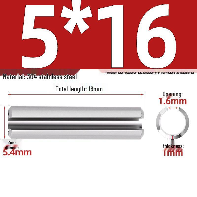 304 Stainless Steel Slotted Spring Pin, Cylindrical Shaft Pin, Locating and Hollow Pin (M5-M12)