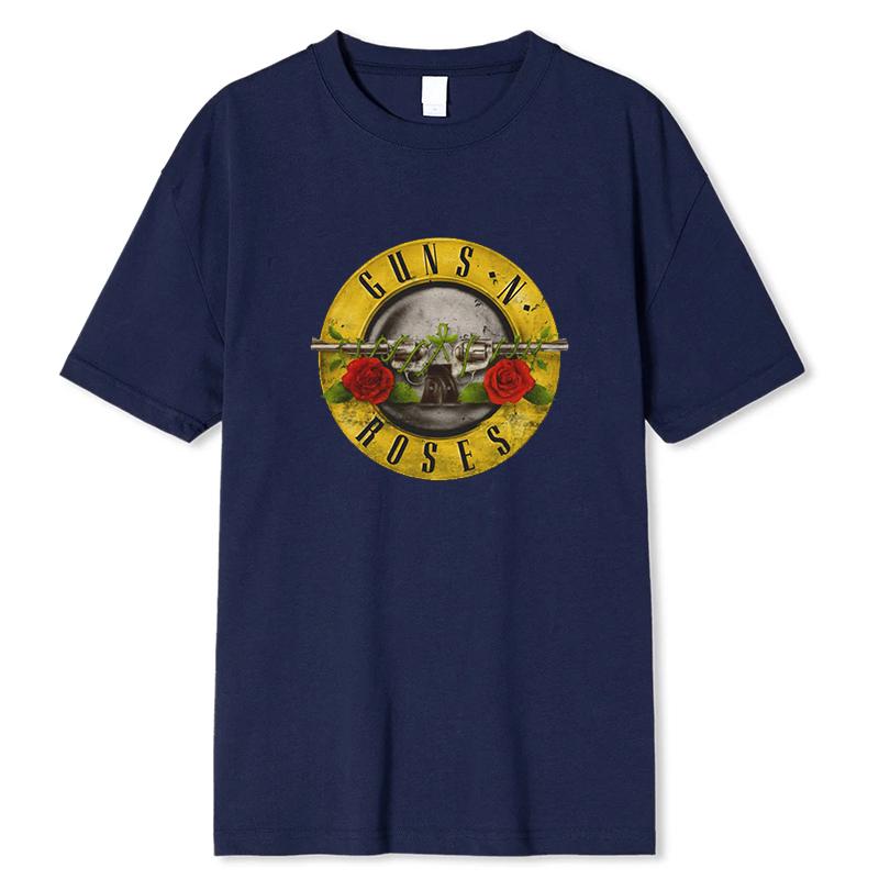 Cool Gun And Rose Pattern Men's Retro Cotton Short Sleeve Summer Fashion Oversized T-shirt For Men Streetwear Tee Tops Unisex