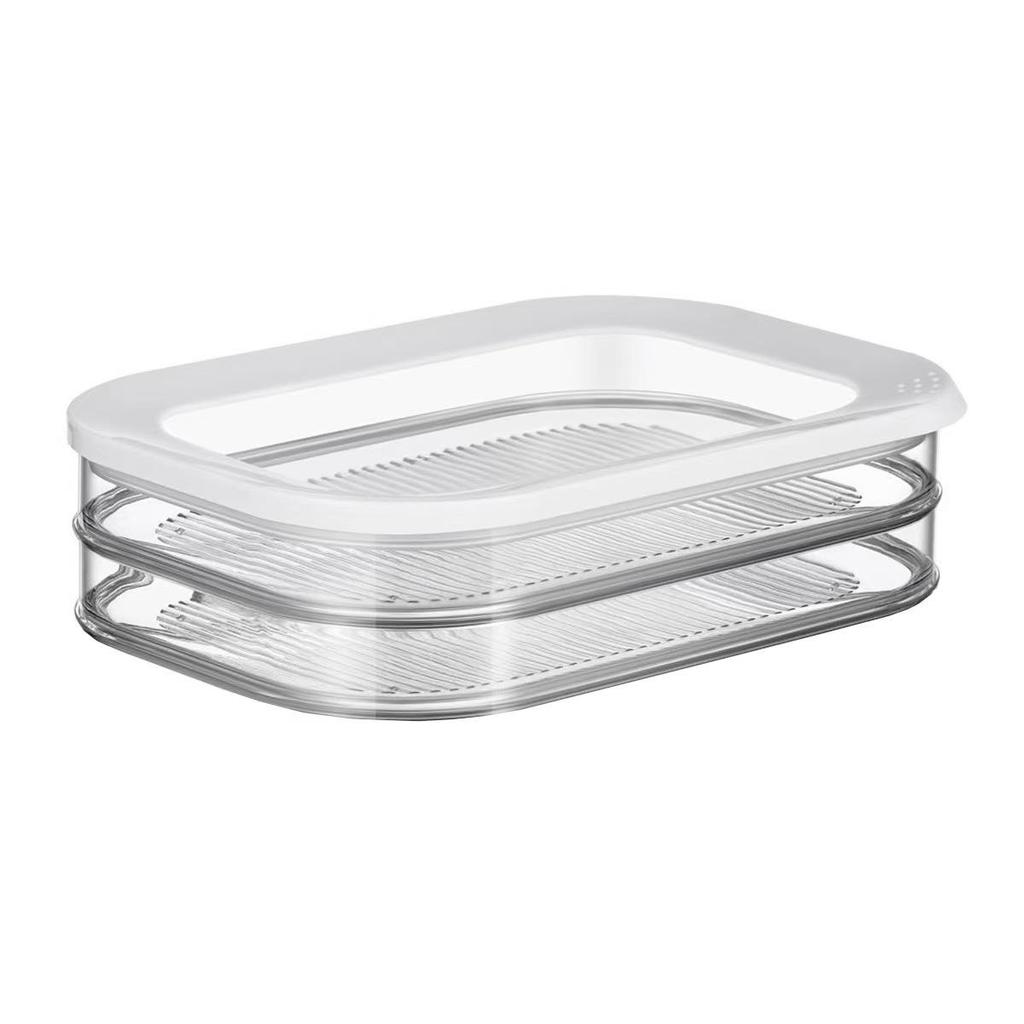 Three-Layer Transparent Food Storage Box for Cooked Meat and Bacon with Lid