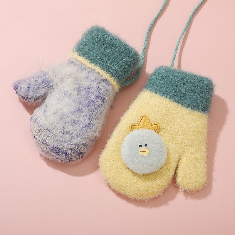 Baby Knitted Gloves Winter Warm Fce Lined Fingerl Boys Girls Children's Faion Accories Belts Hats Scarves