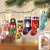 Wooden Christmas Stocking Ornaments 2D Flat Hanging Decorations With Rope, Xmas Tree Pendant For Home Party Holiday Decor Gifts