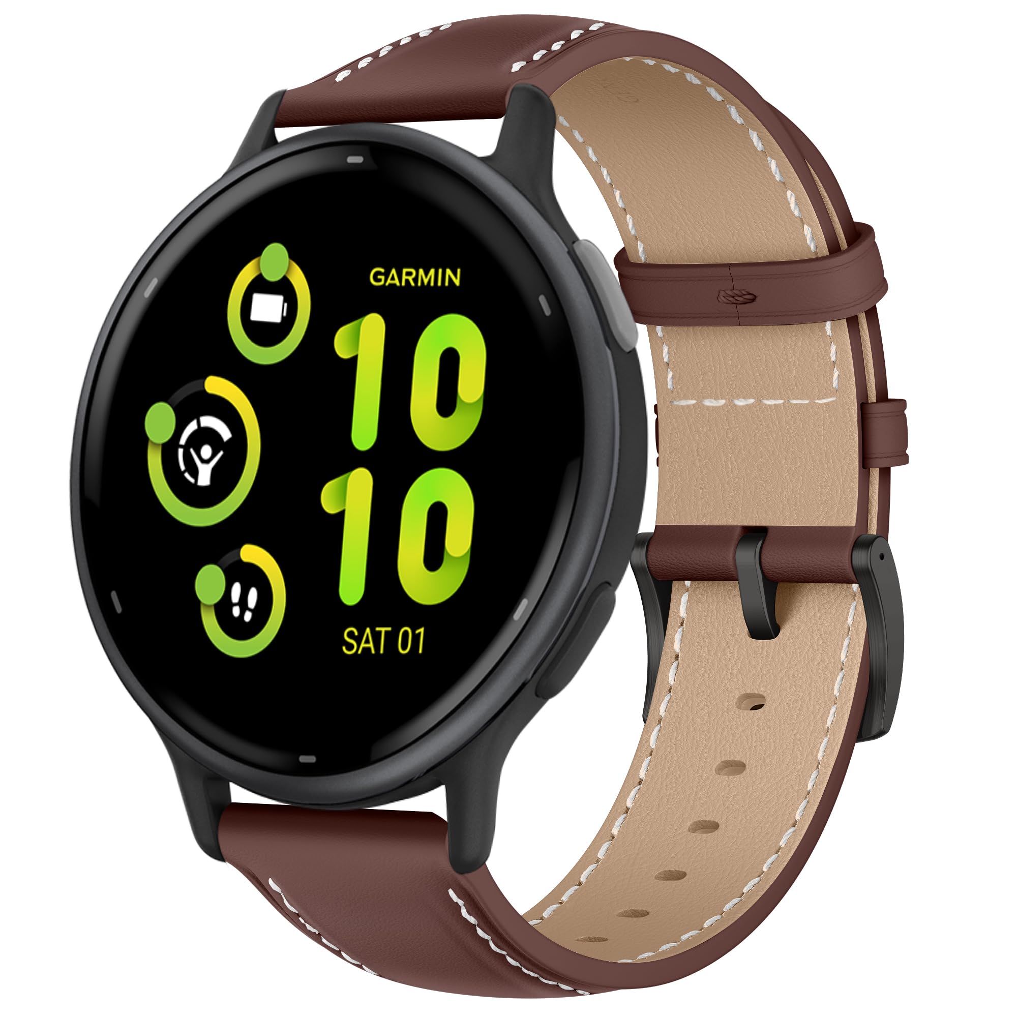 

Кожаный ремешок LanQii 20 мм для Garmin Vivoactive 6, Vivoactive 5, Forerunner 165, 165 Music, 245, 645 и Garmin vivomove TrendSport. Мягкая кожа и