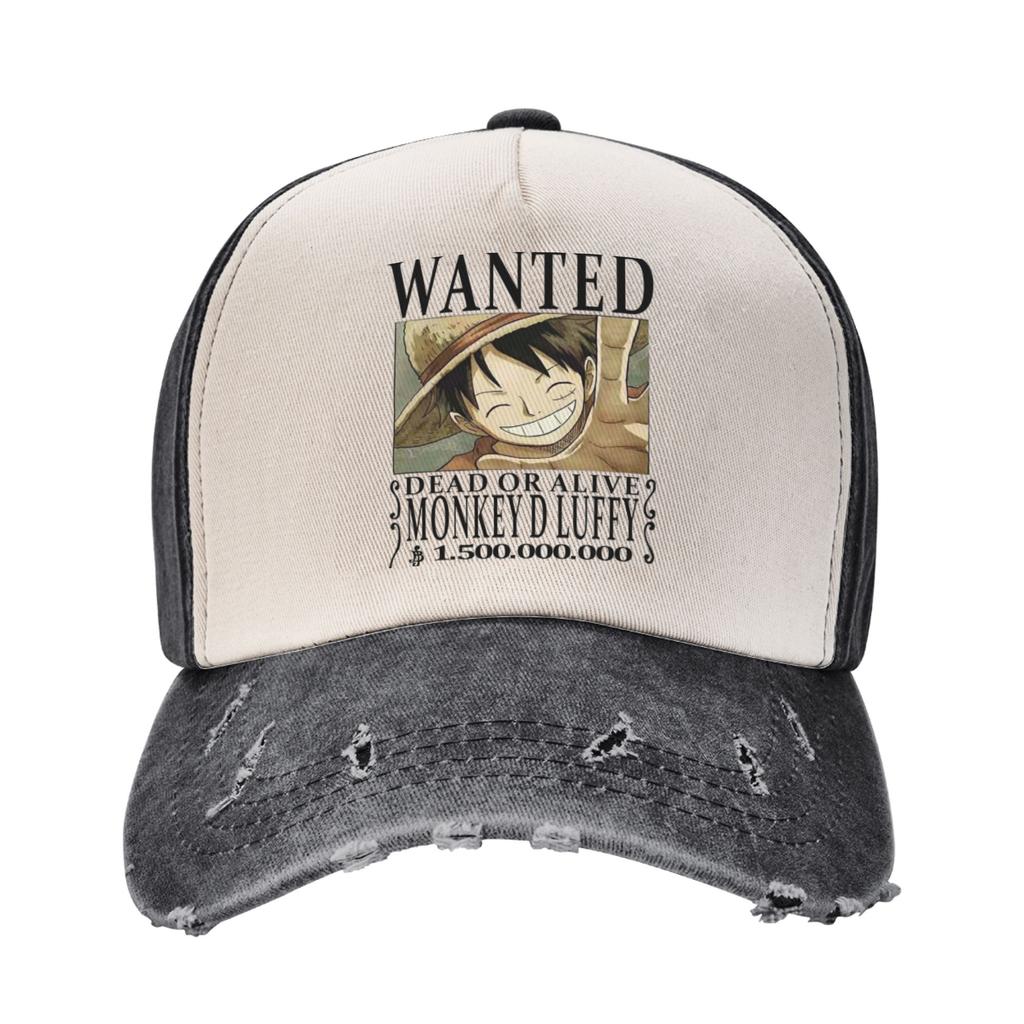 Portgas D. Ace Baseball Cap Vintage Distressed Denim Luffy  One Piece Headwear for Men Women Summer Unstructured Soft Hats Cap