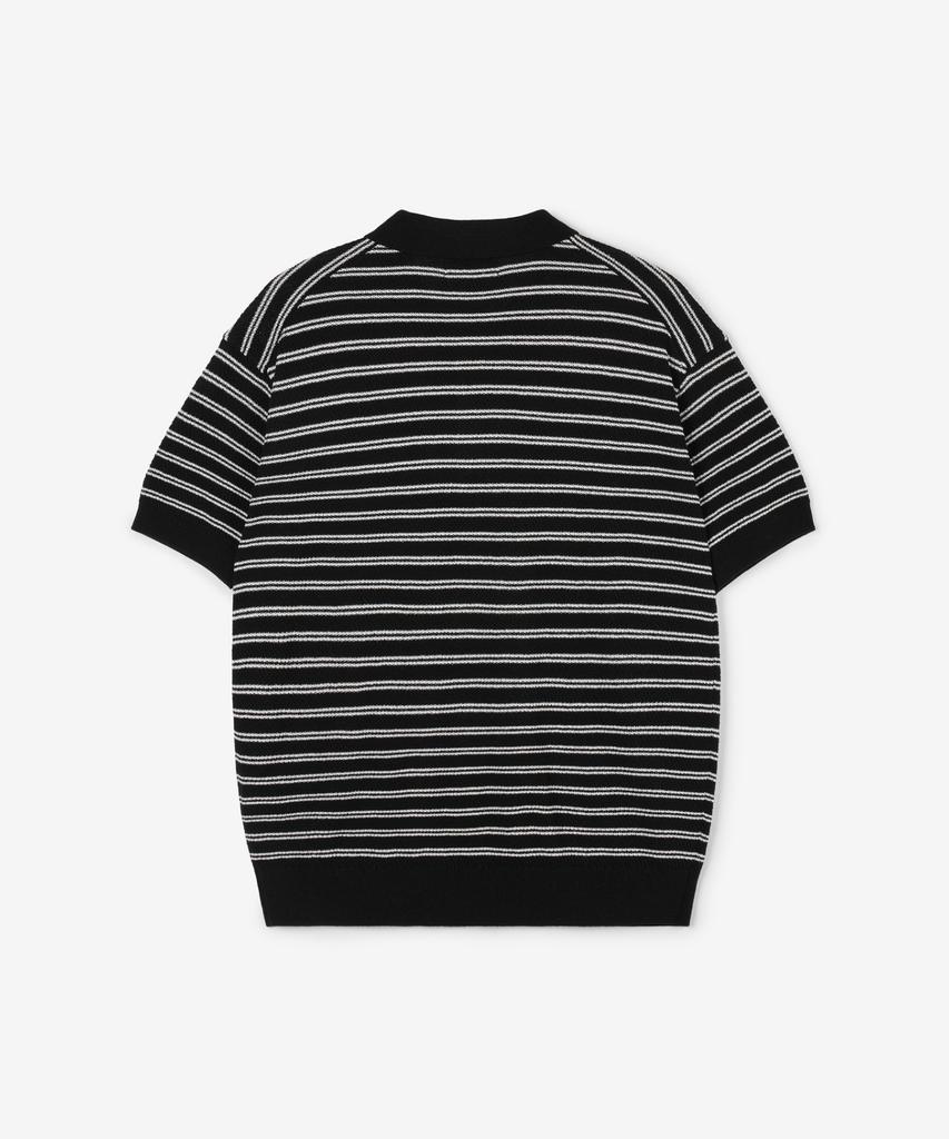 Tienjiti Striped Polo Washable Knit (Black) Tnsw6E202Bk