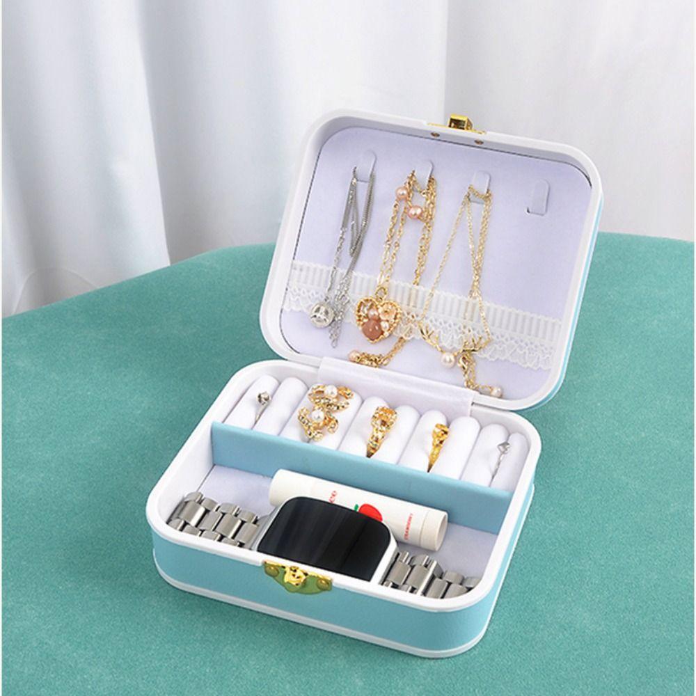 PU Leather Lockable Jewelry Box Lockable Jewelry Storage Case Portable Jewelry Case Girls