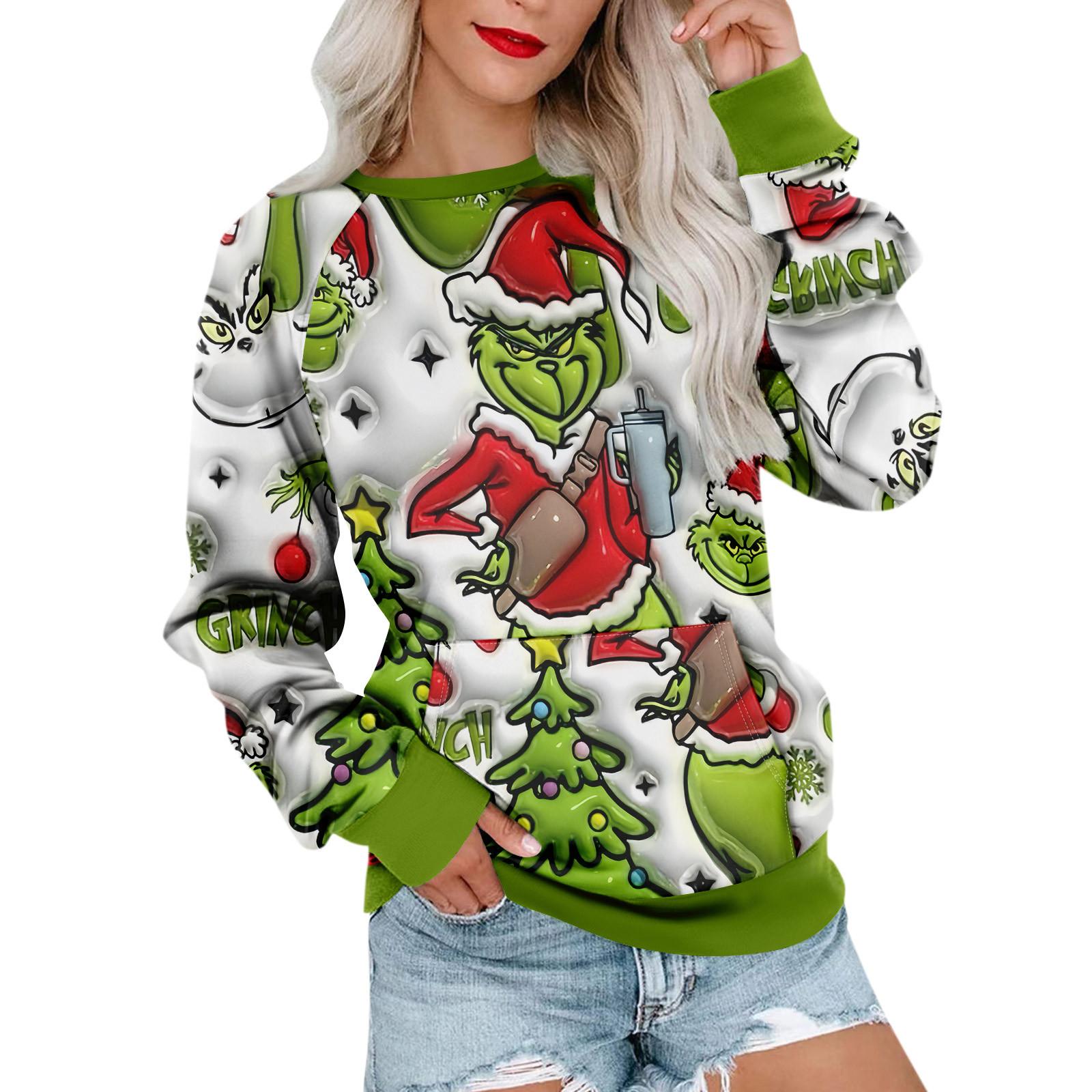 

Womens Long Sleeve Sweatshirt Casual Crewneck Cute Pullover Tops Printing Lightweight Sweatshirt With Pocket L