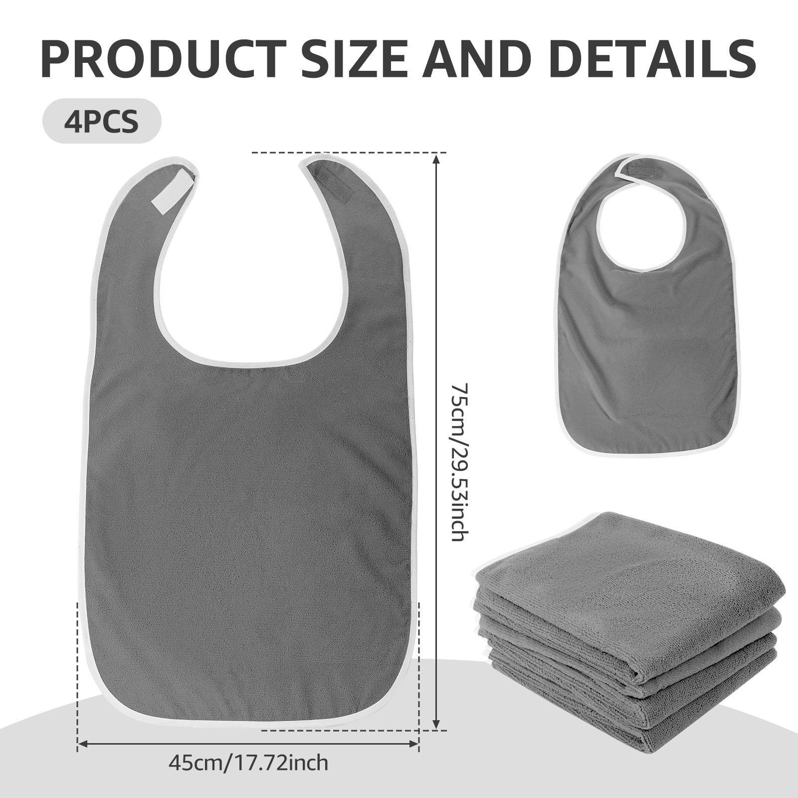 

4Pcs Adult Bibs Anti-fouling Multipurpose Elderly Drooling Napkin Adjustable Elderly Bibs Drooling Towel Hemiplegic Eating Apron 4Pcs серый