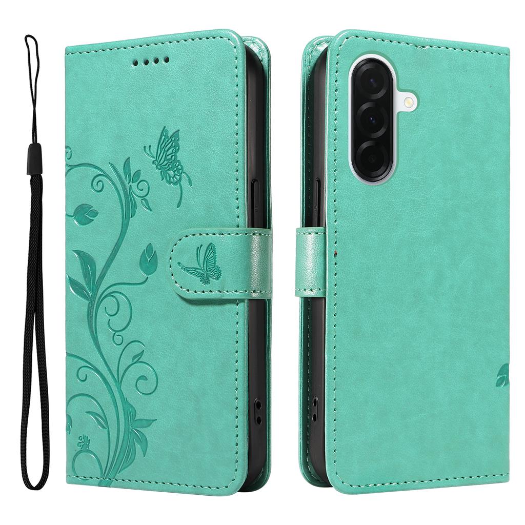 For Samsung Galaxy A37 5G PU Leather Cases Flower Pattern Wallet Stand Phone Cover with Strap