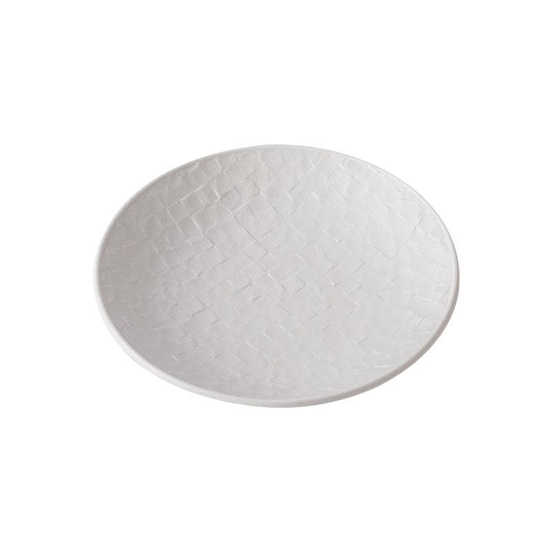 Nordic Grid Texture Ceramic Dinner Plate Round Matte Rock Pattern Cooking Plate Household Vegetable Dish Hotel Tableware Kitchen