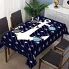 2D Flat 1pc - Ocean-Themed Tablecloth with Blue And White Nautical Pattern, Featuring Anchors, Ship Wheels, And Ropes, Durable Polyester Rectangular T