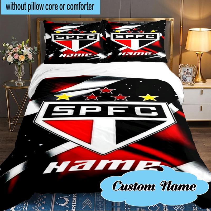 Custom Name SPFC Stars Stripes Bedding Set 3pcs, Bedding Set Including 1pc Duvet Cover And 2pcs Pillowcases for Bedroom, Dormitory Gift
