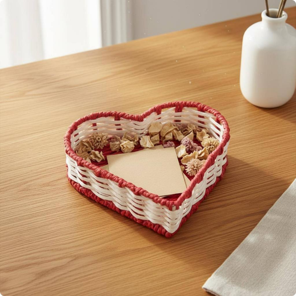 Heart Shaped Storage Basket Handmade Heart Storage Basket Multi-Purpose Easy to Organize for Dresser