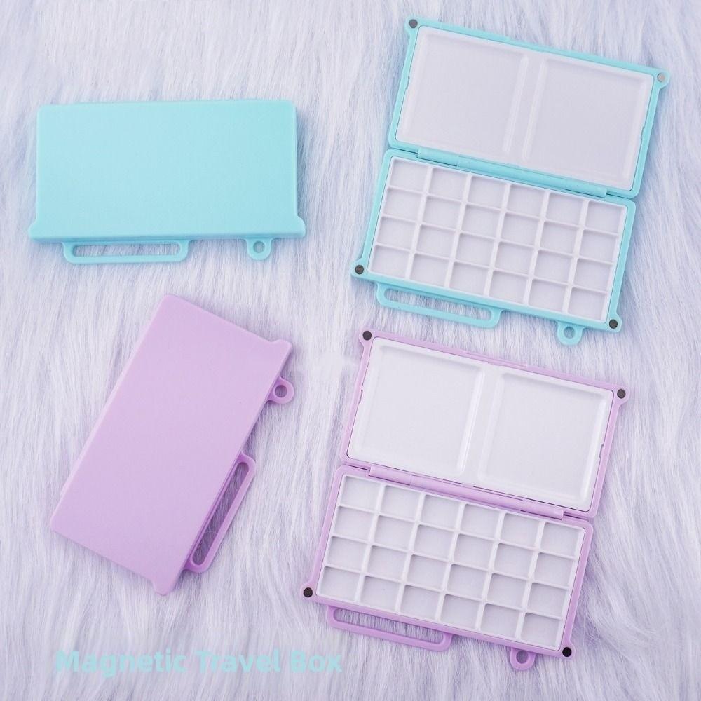 Magnetic Watercolor Paint Box Mini 24 Grid Travel Painting Tray Portable Foldable Empty Paint Palette Travel Use