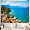 Nature Tapestry Idyllic Village Small Town European Pastoral Scenery Tapestry Wall Hanging Decor for Bedroom Living Room Dorm