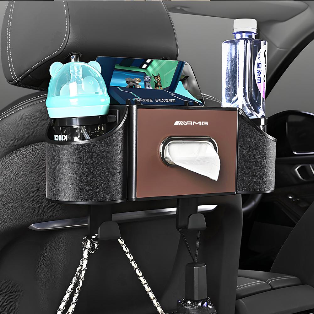 2025 New Car Seat Back Storage Box Multifunction Cup Tissue Phone Stowing Tidying For Mercedes Benz G S R C E B A Class GLA GLK
