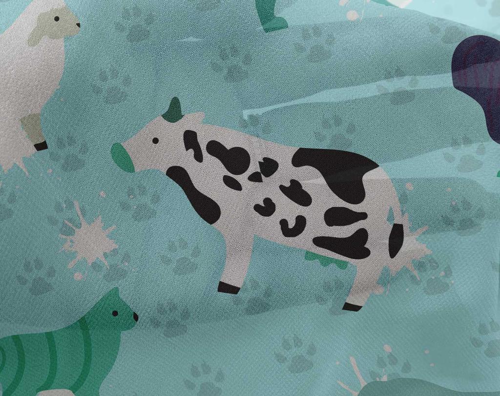 oneOone Georgette-Viskose, arktisch-blauer Stoff mit Tieren, zum Nähen, Basteln, Projekte, Stoffdrucke, Meterware, 106,7 cm