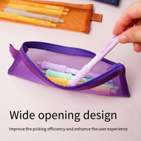 2PCS Pencil Case, with Zipper Large Opening, Transparent Mesh Fabric Organizer, Lightweight Storage Bag for School Office Travel