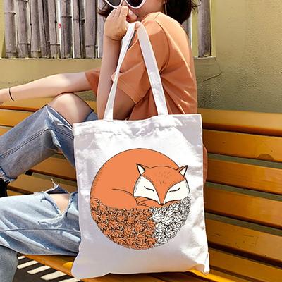Genți Tote pentru femei Geantă shopper Cartoon Vulpe Floare pentru cumpărături Alimente Călătorii Geantă de umăr Reutilizabilă Eco Geantă de mână reutilizabilă Pungi de cumpărături