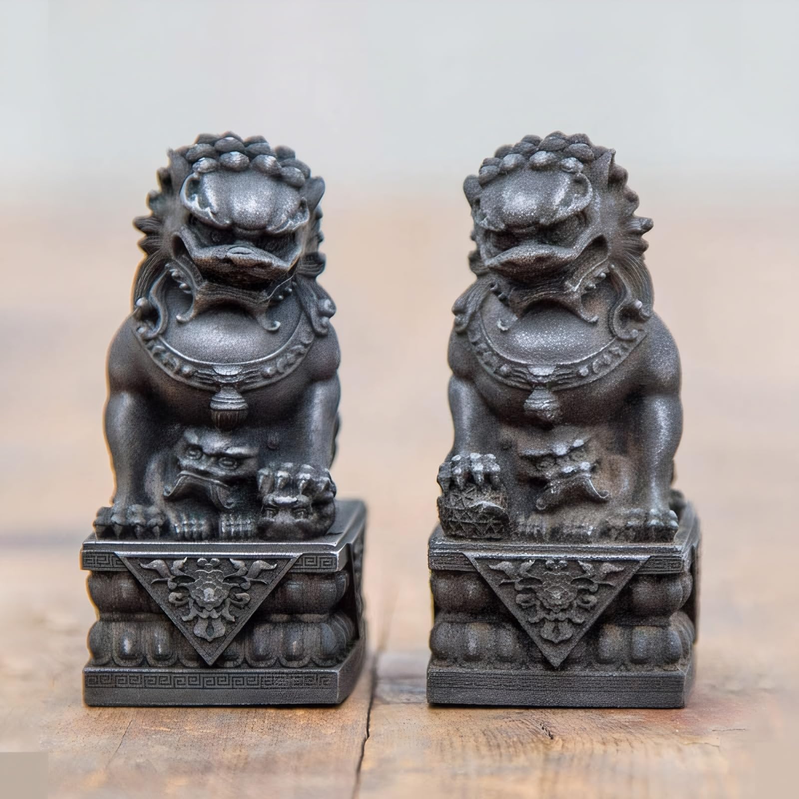 

Cute Mini Shisa of Made of Synthetic Chinese Lion Good Feng Protection from and Lucky Charms Figurines, 8.3cm (Set 2) Resin, Figurines, Luck, Shui,