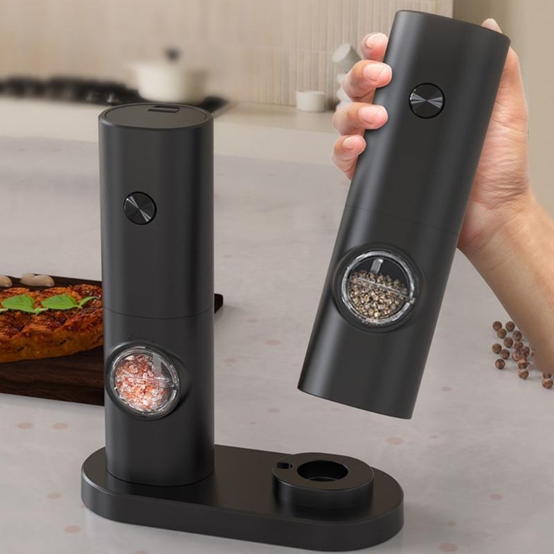 2 Pcs Electric Pepper Grinder Set Electric Salt and Pepper Grinder Automatic Pepper Mill Battery-Powered Operation
