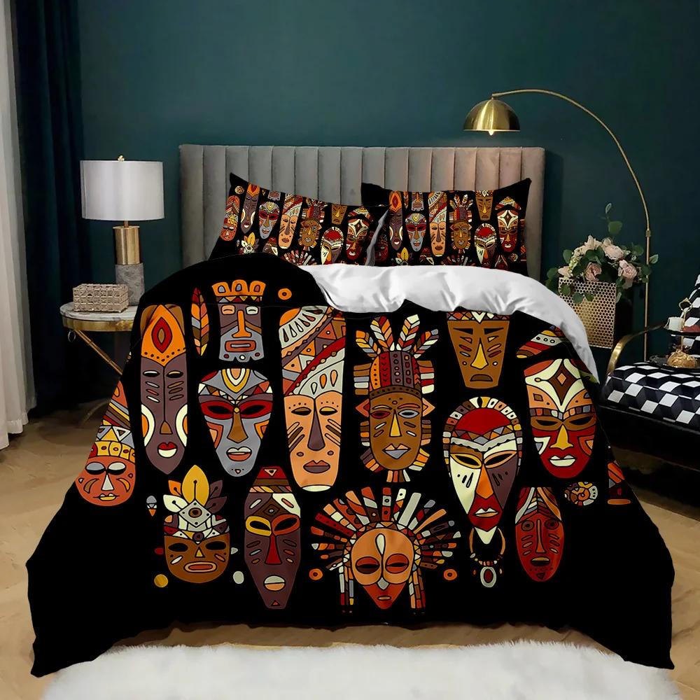 Pharaoh Bedding Sets,King Size 3D Ancient Egypt Tribe Decor Comforter Cover Set For Adult Egyptian Pyramid Polyester Duvet Cover