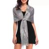 Gold Silver Silk Shawl Shirts For Women Flat Scarf Bride'S Bridesmaid Ball Long Tassel Evening Party Wedding Dress Casual Tunics