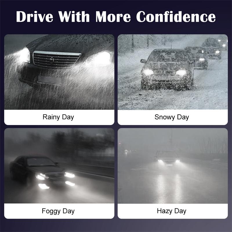 2Pcs H4 Led Bulb 6000K Cool White Led Fog Light Bulbs With Cooling Fan Led Fog Lights Plug And Play Ip67 Waterproof H4/9003/Hb2