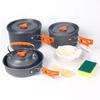 Outdoor Foldable Portable Cookware Set Aluminum Pot Kettle and Fly Pan with Folding Handle for Camping