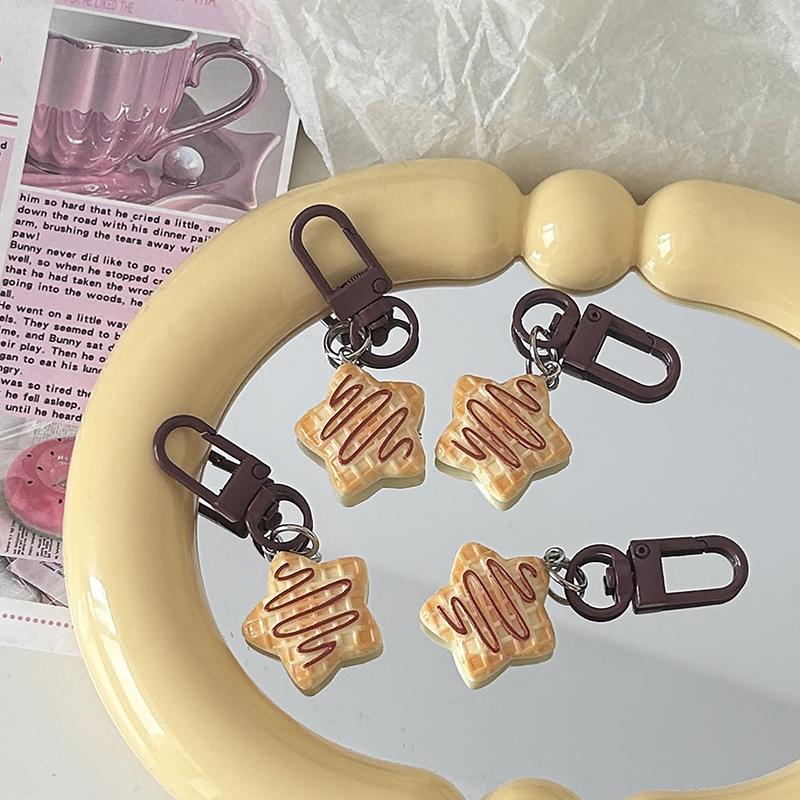 Lovely Biscuit Star Keychain Cartoon Food Keyring School Bag Pendant Decoration Bag Charm Accessories Gifts