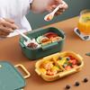 Double-Layer Two-Compartment Lunch Box PP Plastic Buckle Fresh-Keeping Box Portable Lunch Snack Box Microwave Ovens Safe