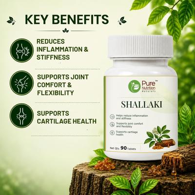 Pure Nutrition Shallaki Tablets | Shallaki Pain Relief Tablets | Boswellia Herbal Supplement for Joint Health, Mobility & Active Lifestyle Suppor