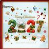 Holiday Glass Stickers Christmas Window Clings, Static Sticker with Merry Christmas, Elk Gingerbread Festive Shop Displays Man Decals, PVC