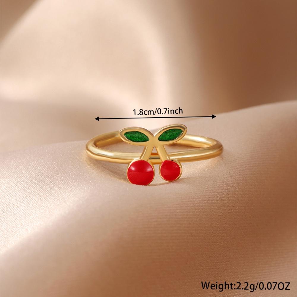 Heißer Geometrie Zirkon Tropfen Glasierte Erdbeer Kirsch Ring Modischer Vielseitiger Personalisierbarer Verstellbarer Öffnungsfrucht Schmuck Geschenk