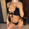 Sexy High Cut Thong Leopard Bikini Women Swimwear Female Swimsuit Bikini Set Lace Up Bather Bathing Suit
