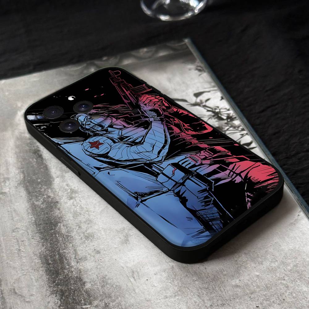 B-Bucky Barne-Winter S-Soldier Phone Case For IPhone 17,16,15,14,13,12,11 Plus,Pro,Max,XR,XS,X,7,8 Plus,Mini Black Silicone Soft