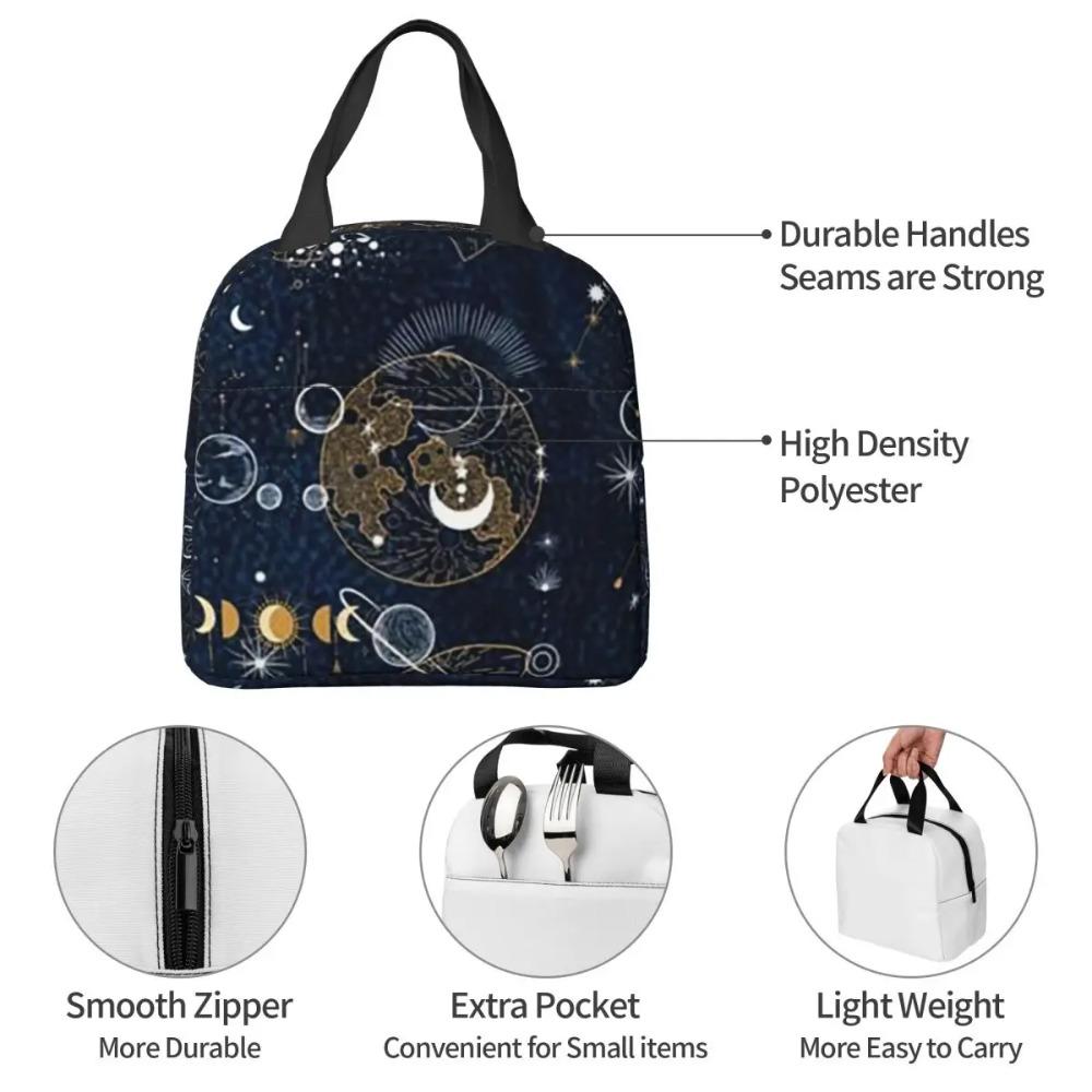 Moon Galaxy Pattern Insulated Lunch Bag for Women Children Portable Food Boxes Thermal Lunch Box Tote