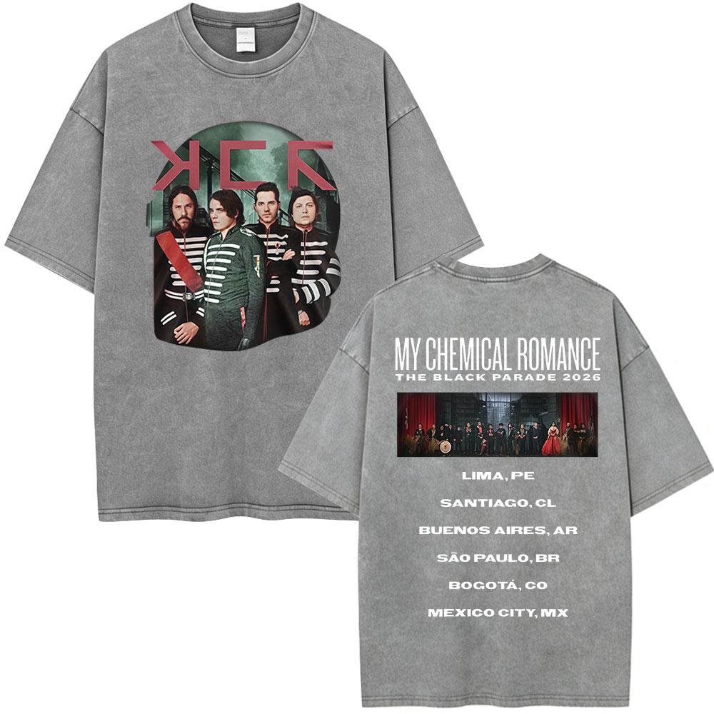 

Rock Band My Chemical Romance Washed Tshirt The Black Parade Tour Merch Tshirts Mens Women Gothic Oversized T Shirts S