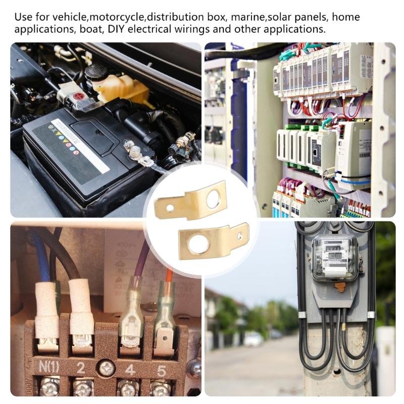 100pcs Brass Solderless Wire Connectors Male Spades Rings Crimps Electrical Supplies Brass Quick Disconnect Adapters Set