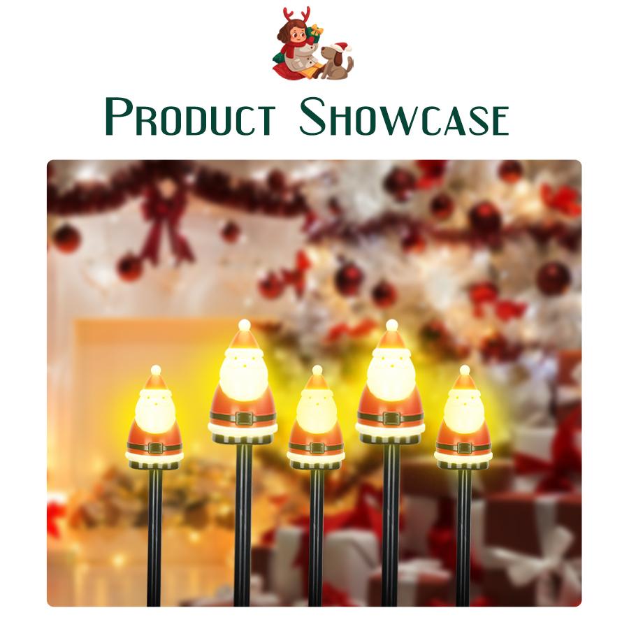 5PCs Solar LED Christmas Tree Ground Mounted Lamp Santa Claus Outdoor Atmosphere Garden Courtyard Landscape Decoration Lights