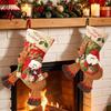 Fabric Gift Holders for Christmas Eve Riding Reindeer Stocking Plush Xmas Sack with Santa Snowman Figure Hanging Ornaments Old Man Deer Stocking