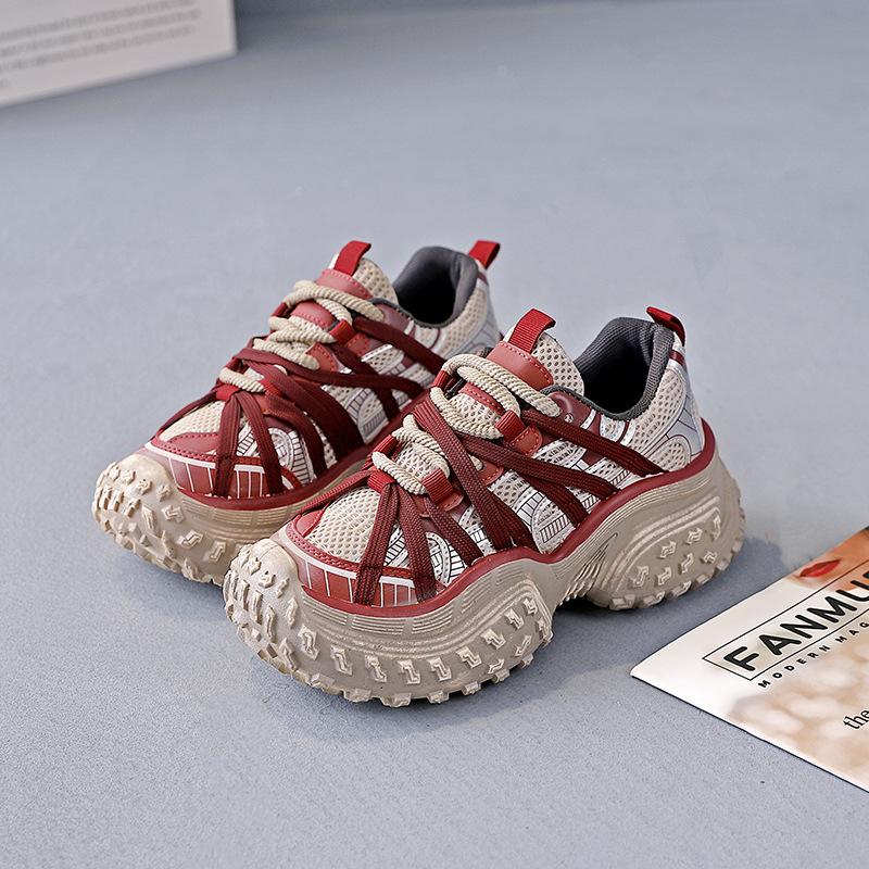 Tire new dad shoes women 2025 spring and autumn new heightening sole pineapple sports and leisure shoes breathable HXX-M-91