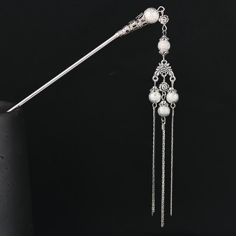 Handmade original design antique fringed hairpin long step hairpin hairpin hairpin head jewelry female