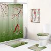 Chinese Style Shower Curtains Lotus Koi Bamboo Chinese Ink Painting Bathroom Curtain Vintage Bath Decorations For Home