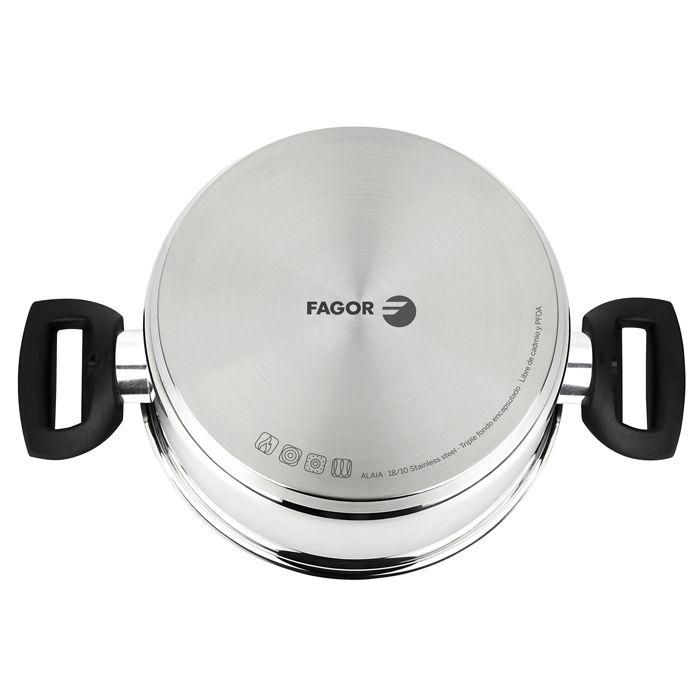 Casserole - FAGOR - Alaia - 20 Cm - Acier Inox - Couvercle En Verre - Induction