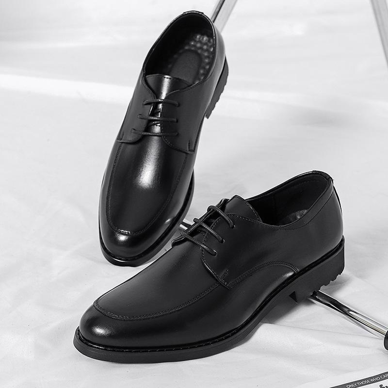 

2025 spring new small leather shoes microfiber leather round head lace-up low-top casual shoes versatile leathersports 38 чёрный