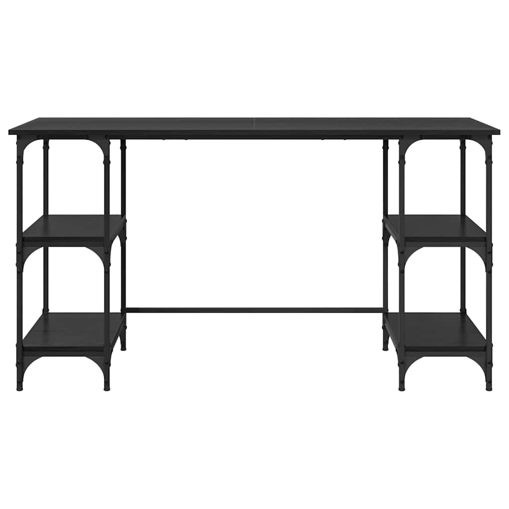 Desk with Shelf Black Oak Effect 140 x 50 x 75 cm