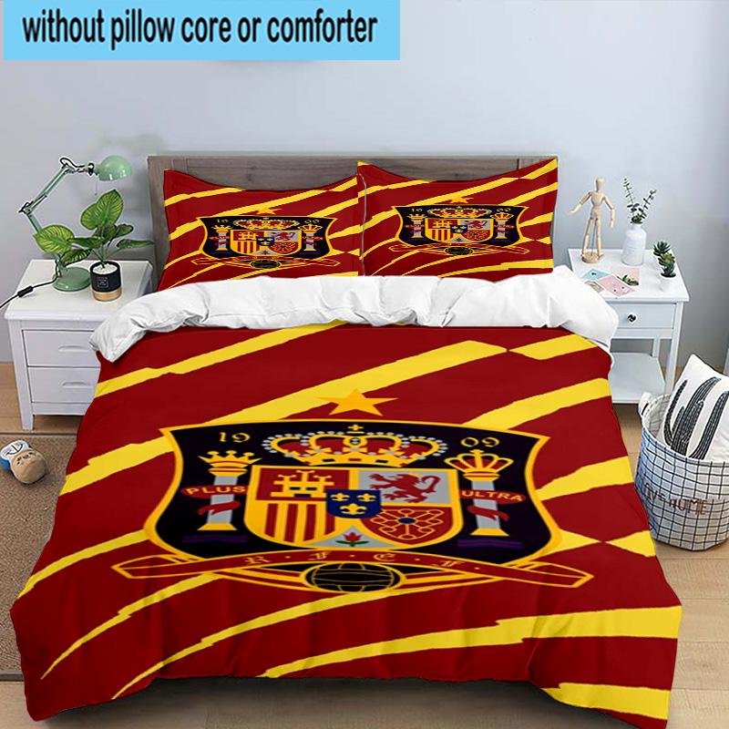 3PCS Spain Football Crest 3pcs Bedding,Including 3PCS Duvet Cover And 2pcs Pillowcases Perfect for Christmas,Ideal for Bedroom, Dormitory